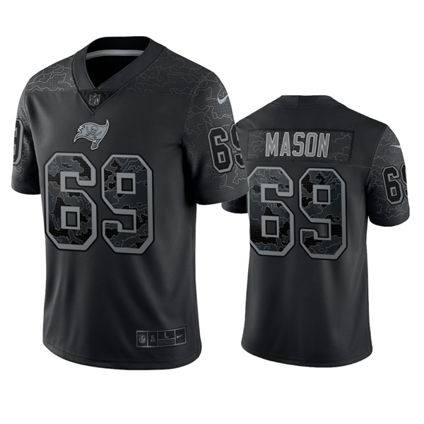 Men's Tampa Bay Buccaneers #69 Shaq Mason Black Reflective Limited Stitched Jersey